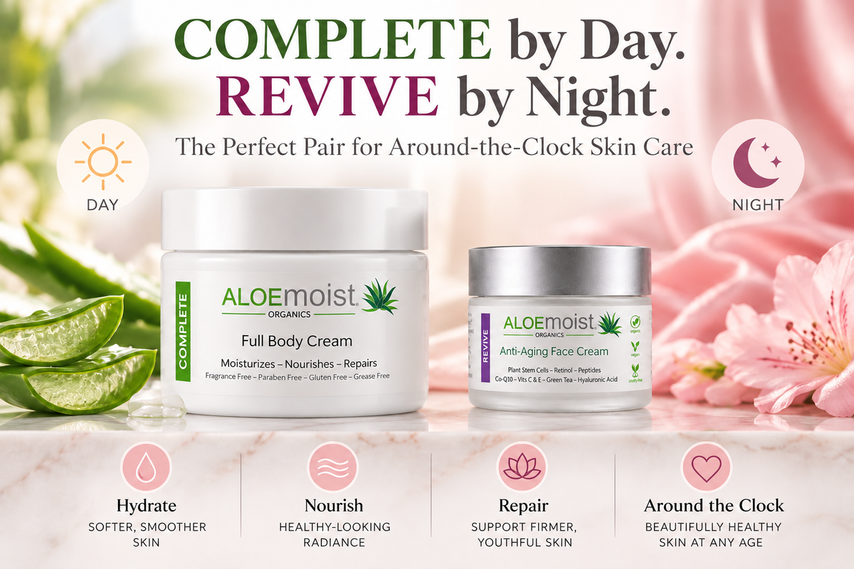 SKINCARE DUO – 8oz AloeMoist COMPLETE with REVIVE Anti-Aging Face Cream Bundle