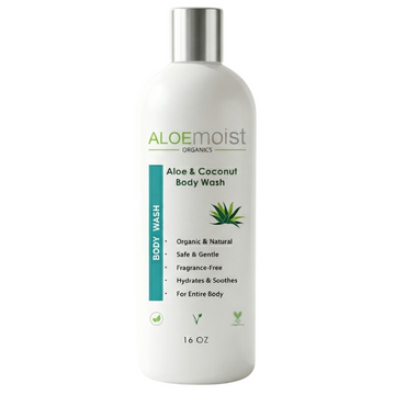 Aloe & Coconut Body Wash bottle with Aloe moist branding on a white background